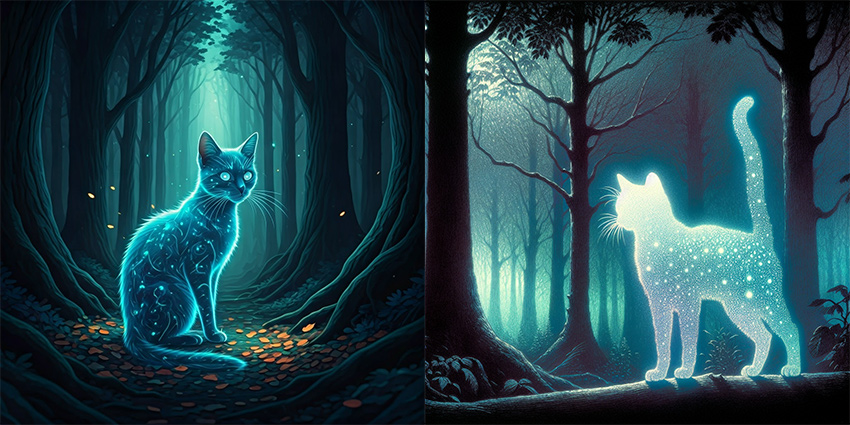 ai image cat in glowing cool colors
