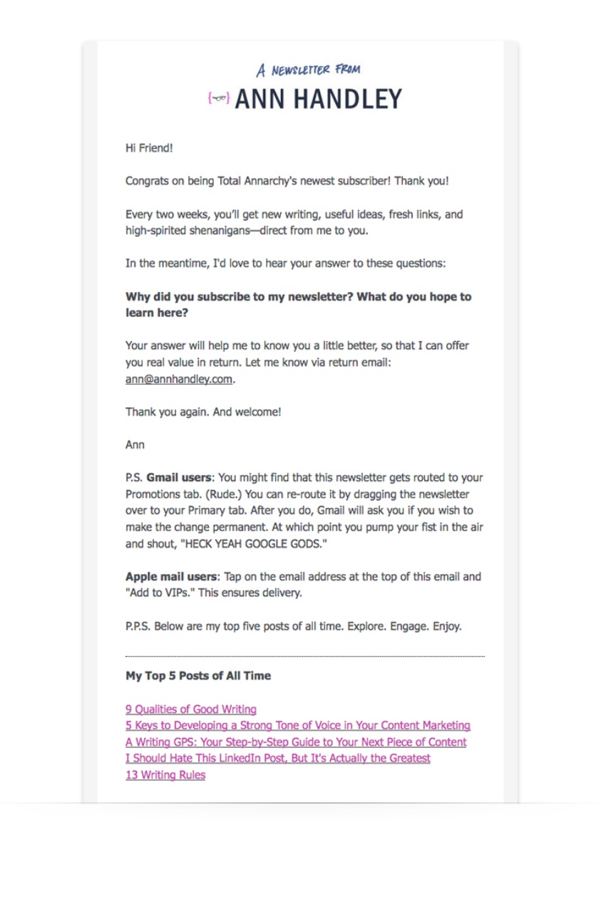 ann handley marketer digital newsletter