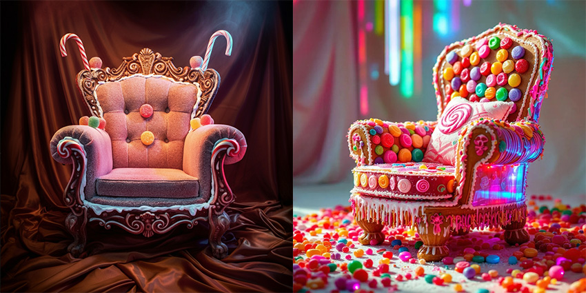 ai image armachair made of candy