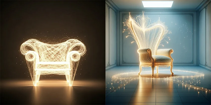 ai image armchair made of light