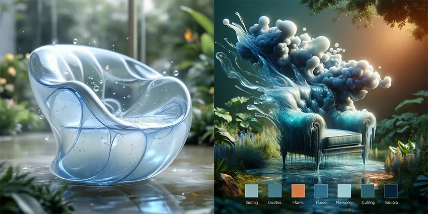 ai image armchair made of rain water