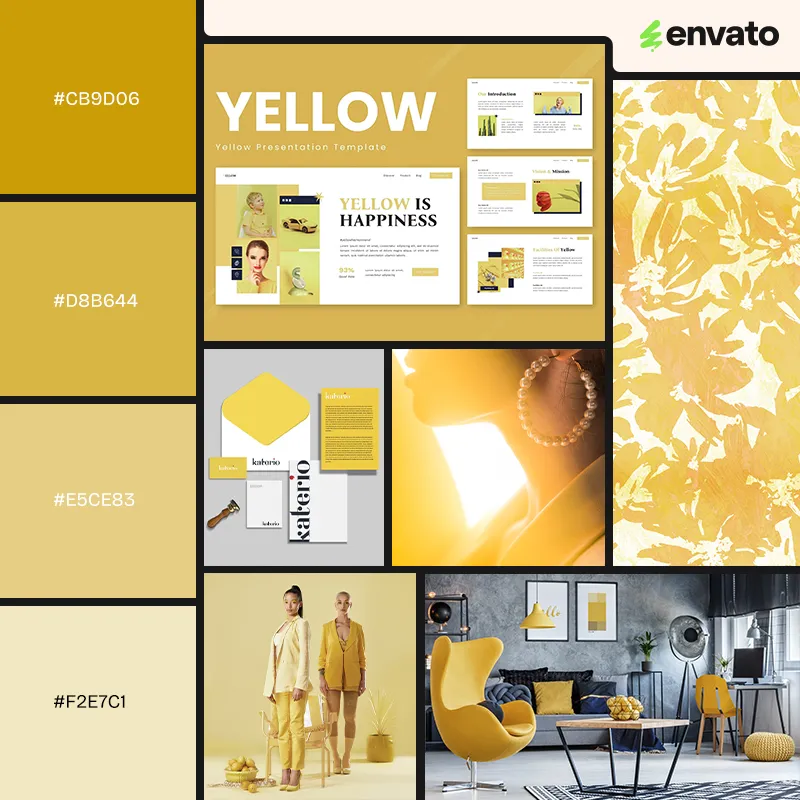 Monochromatic yellow ocher tints palette