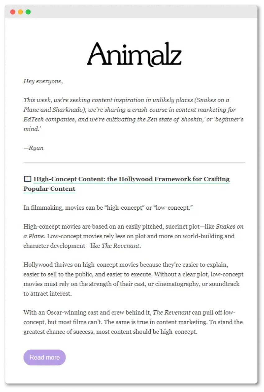 animalz marketing newsletter for creatives
