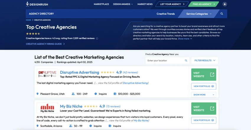 DesignRush agency directory.