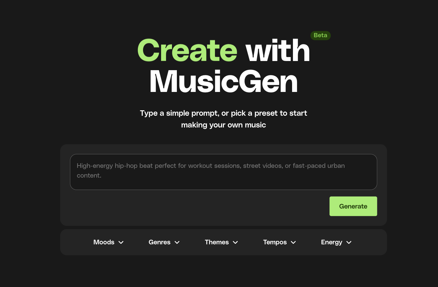 Envato MusicGen homepage
