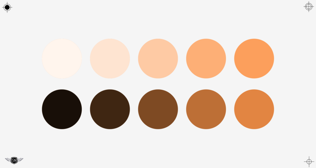 Shades and tints of a single hue