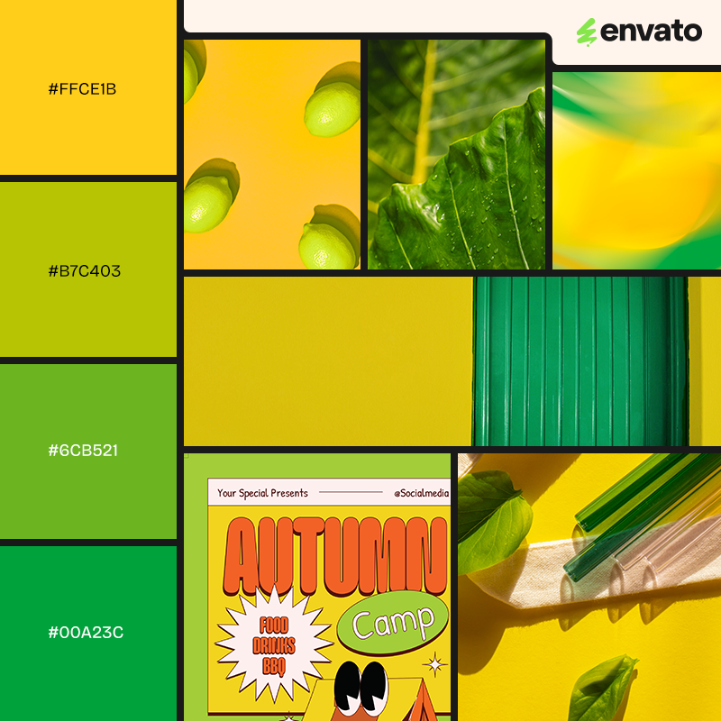 Analogous mustard yellow color palette