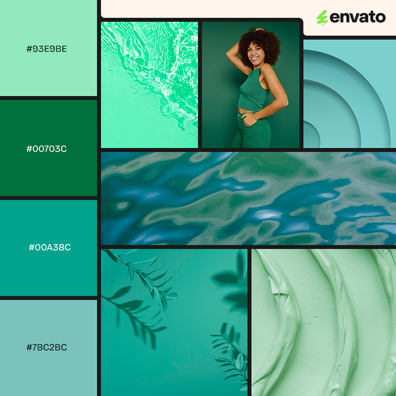 Analogous seafoam green color palette