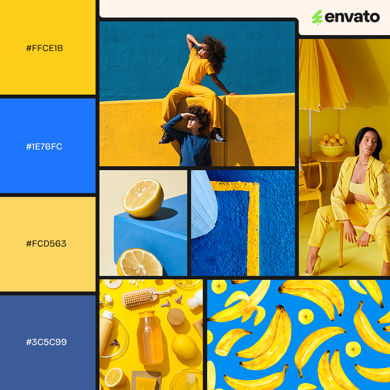 Complementary mustard yellow color palette