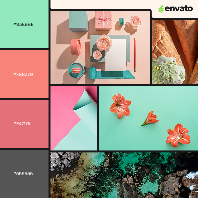 Complementary seafoam green color palette
