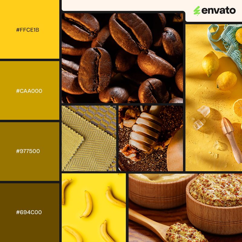 Monochromatic mustard yellow color palette