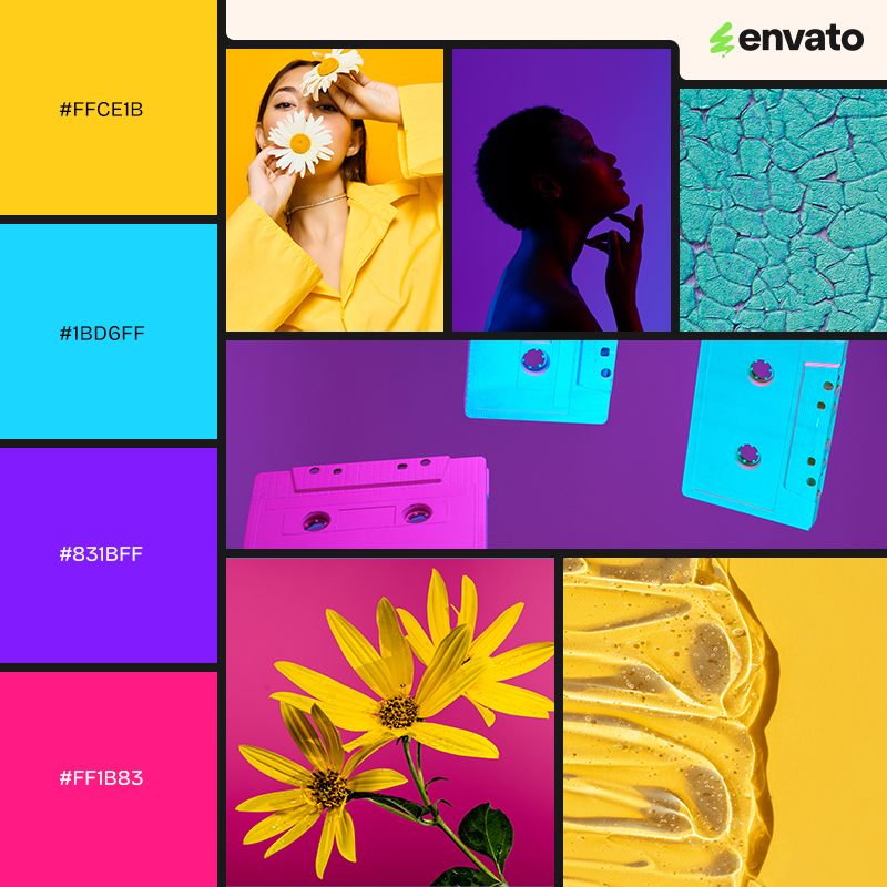 Tetradic mustard yellow color palette