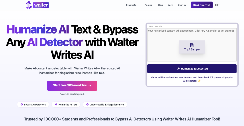 Walter Writes homepage screenshot