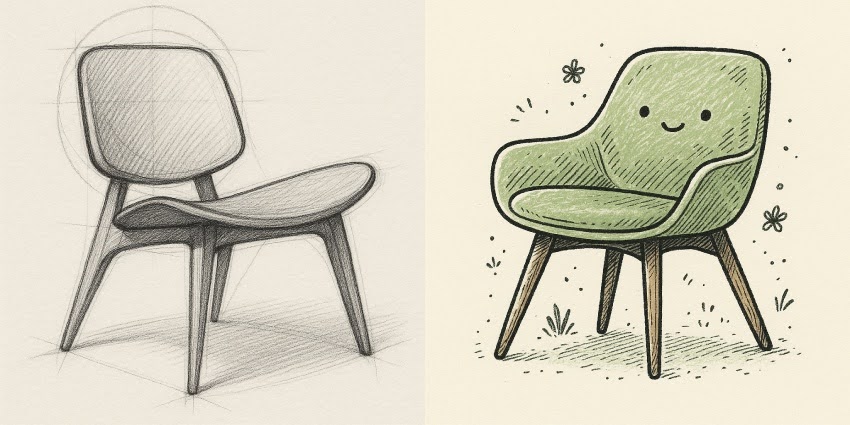 ai hand-drawn chair illustration