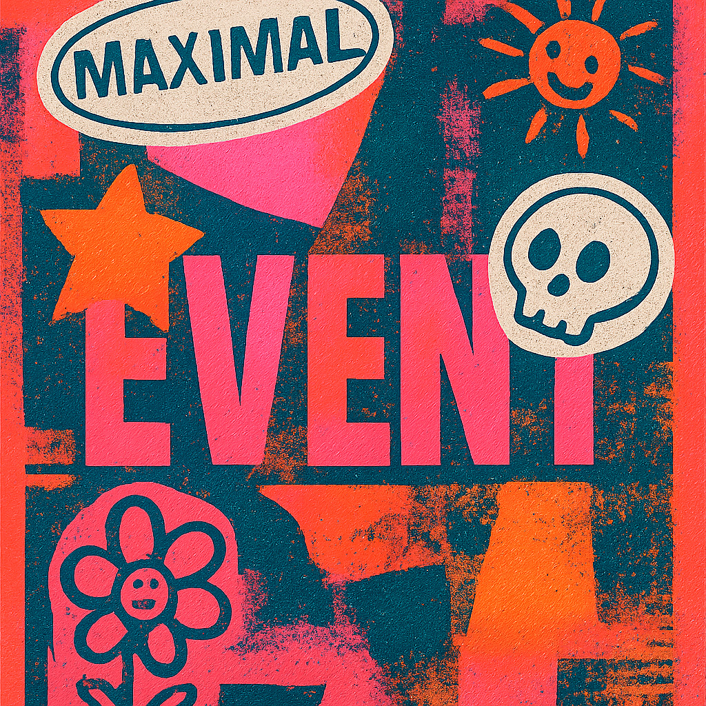 Use GraphicsGen to create a maximalist graphic. Style used: Risograph.