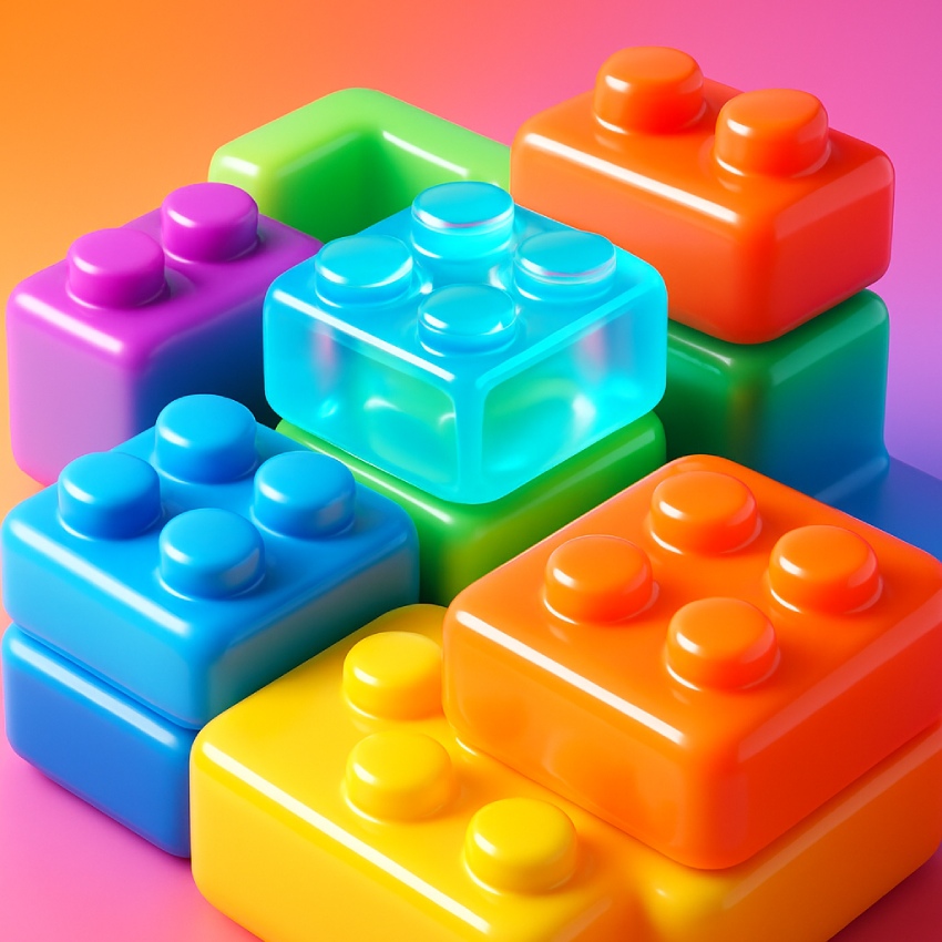 3D layered design of colorful building blocks made with GraphicsGen