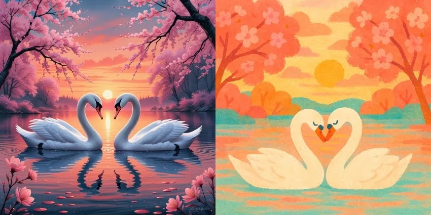 ai image two swans valentines day concept