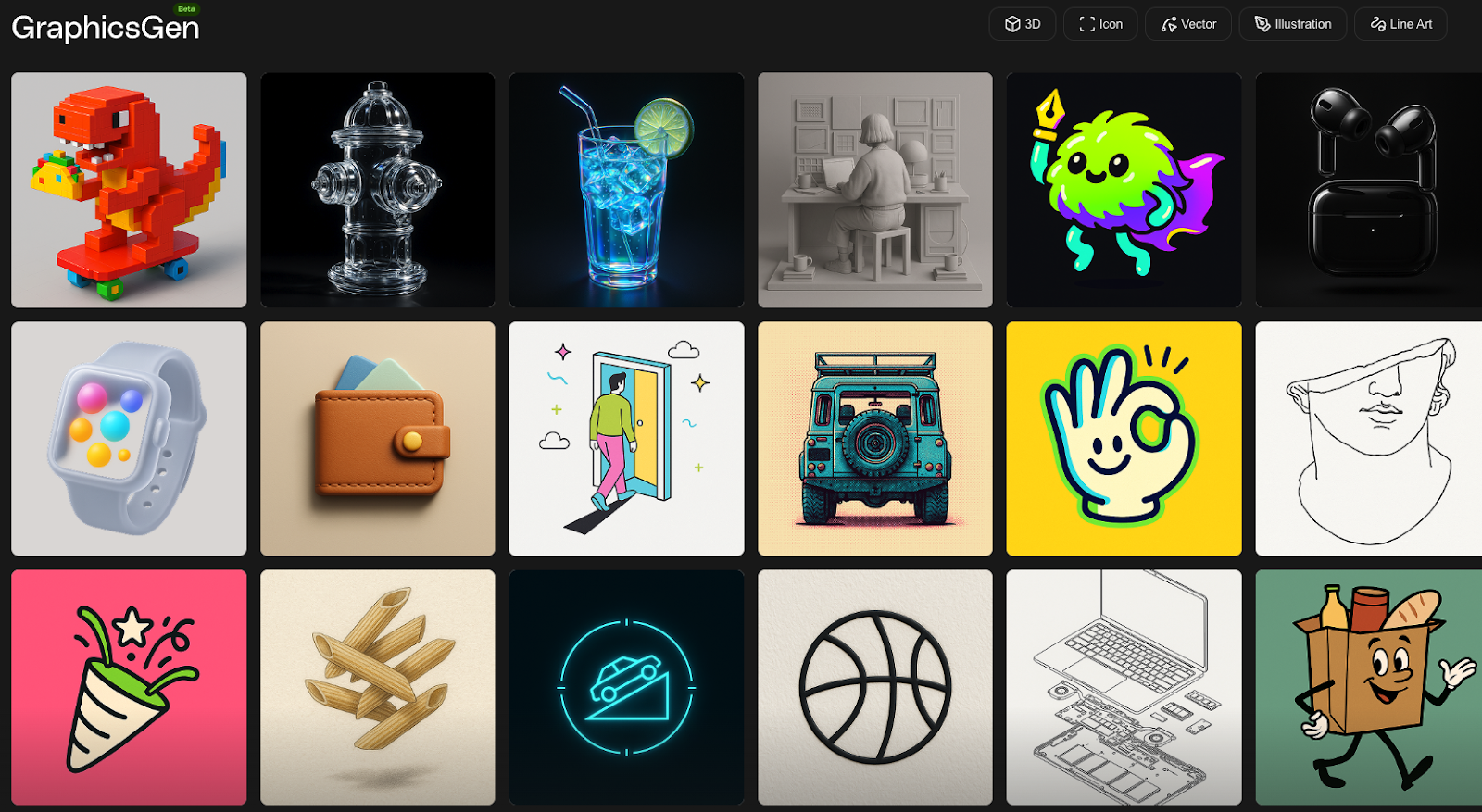 some of the creative styles available on GraphicsGen