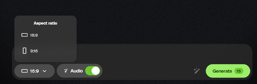 Select aspect ratio when creating AI videos in Envato VideoGen