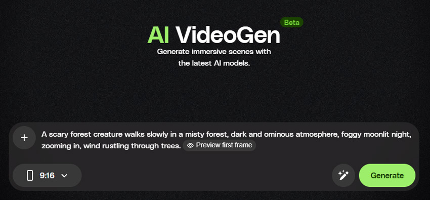 Write your prompt when creating AI videos in Envato VideoGen
