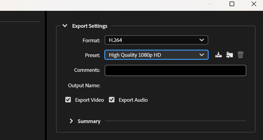 Basic export settings