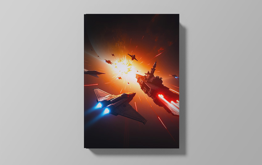 a sci-fi book cover about a space battle