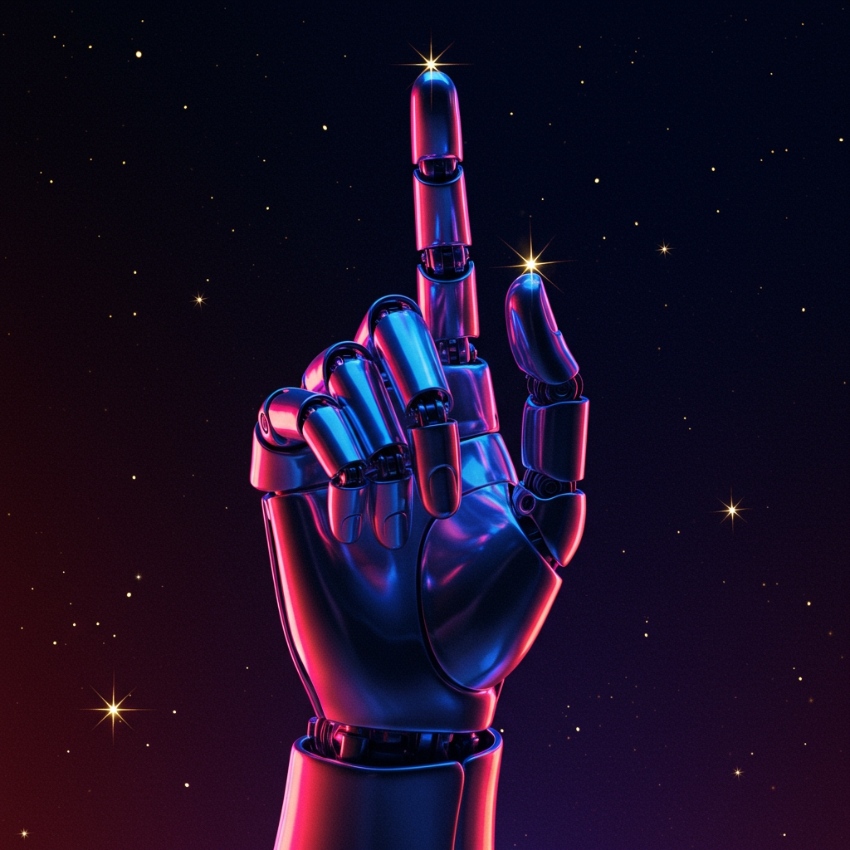 ai image of a robot hand retrofuturistic style ai image imagegen