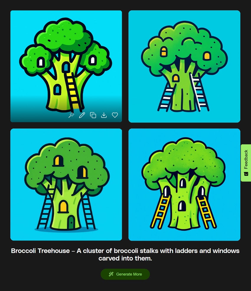 variations of a Broccoli treehouse icon using the Pop Candy Alt style.