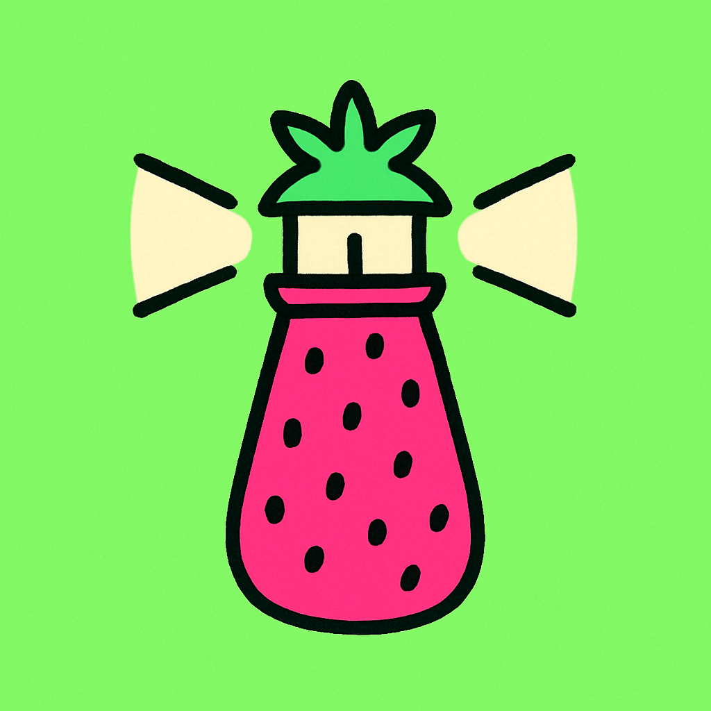 Strawberry lighthouse icon using the Pop Candy Pink style.