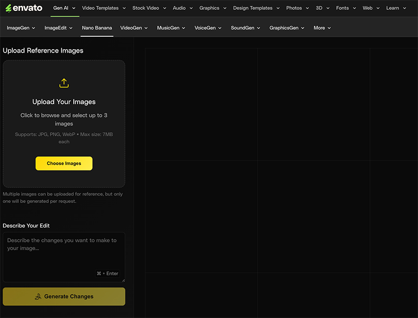 Nano Banana interface inside ImageEdit.