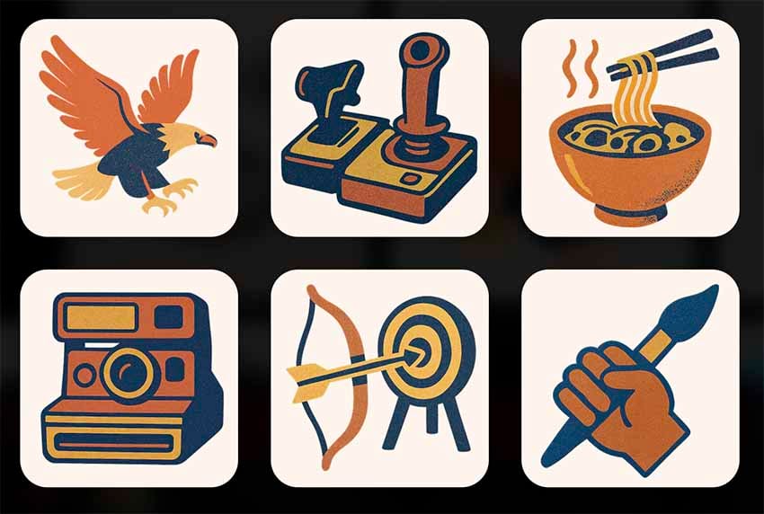 Envato AI Icon Maker— Terracotta Risograph Icons