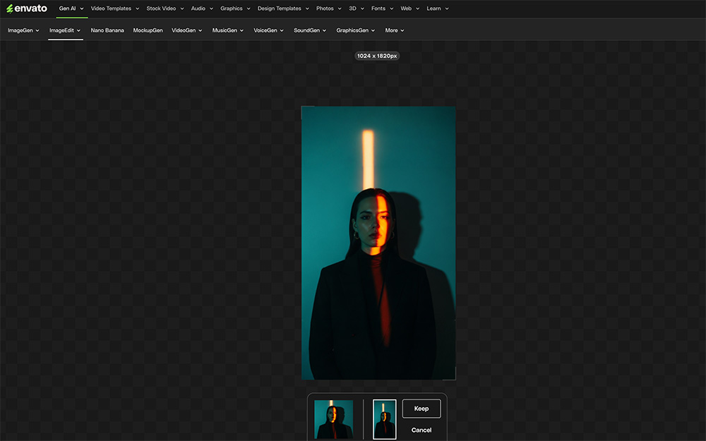 Grid showing the AI-generated expansion in ImageEdit.