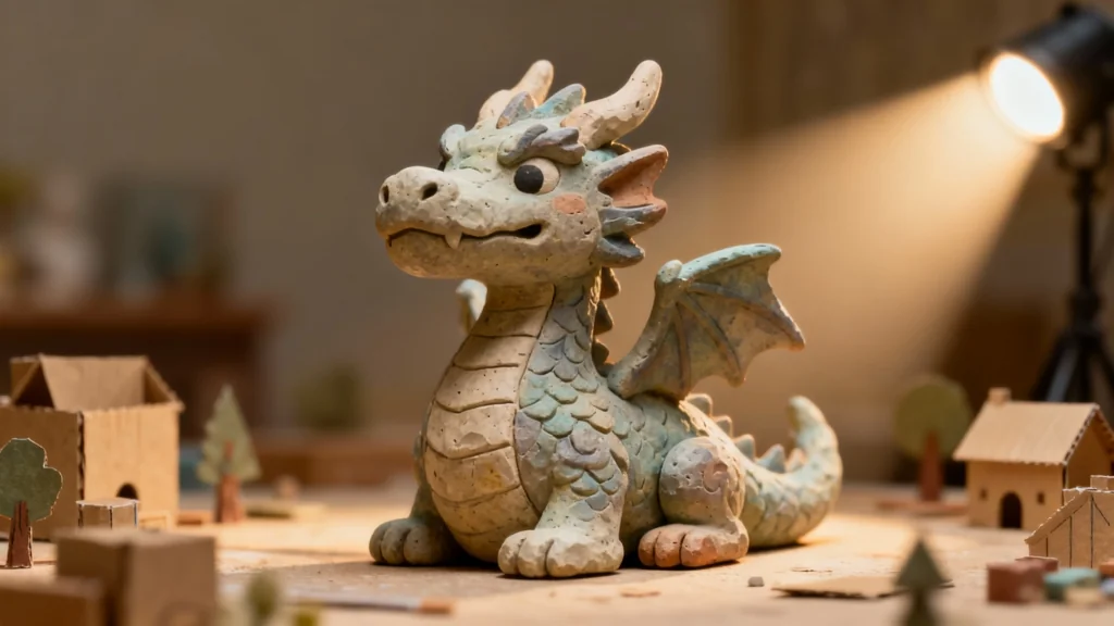 Museum-style portrait of a dragon figure carved from stone generated with ImageGen styles