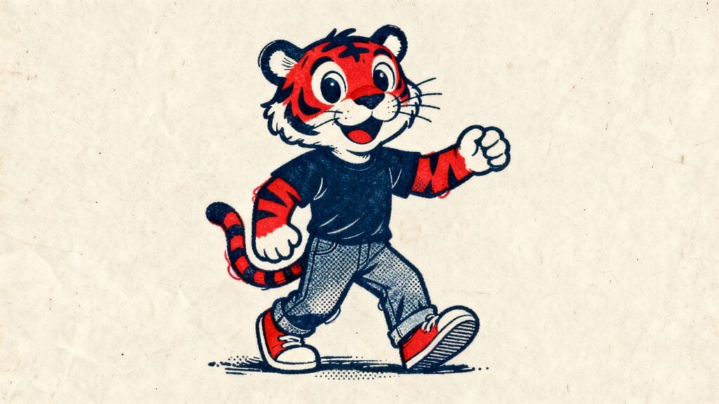 Cheerful tiger mascot generated with ImageGen styles