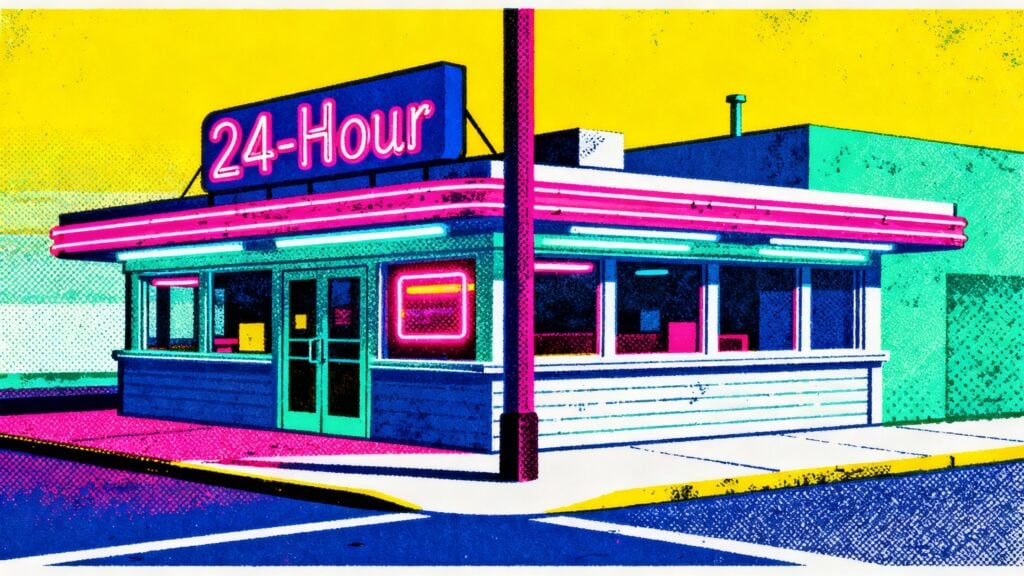 Street corner with a diner generated with ImageGen styles