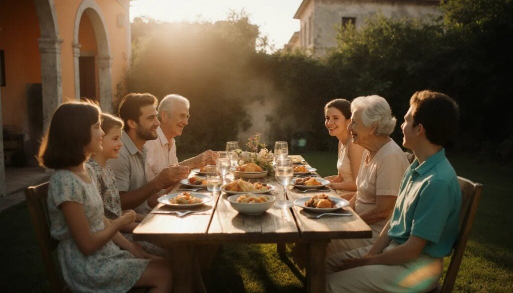 Photo of a large Italian family generated with ImageGen styles