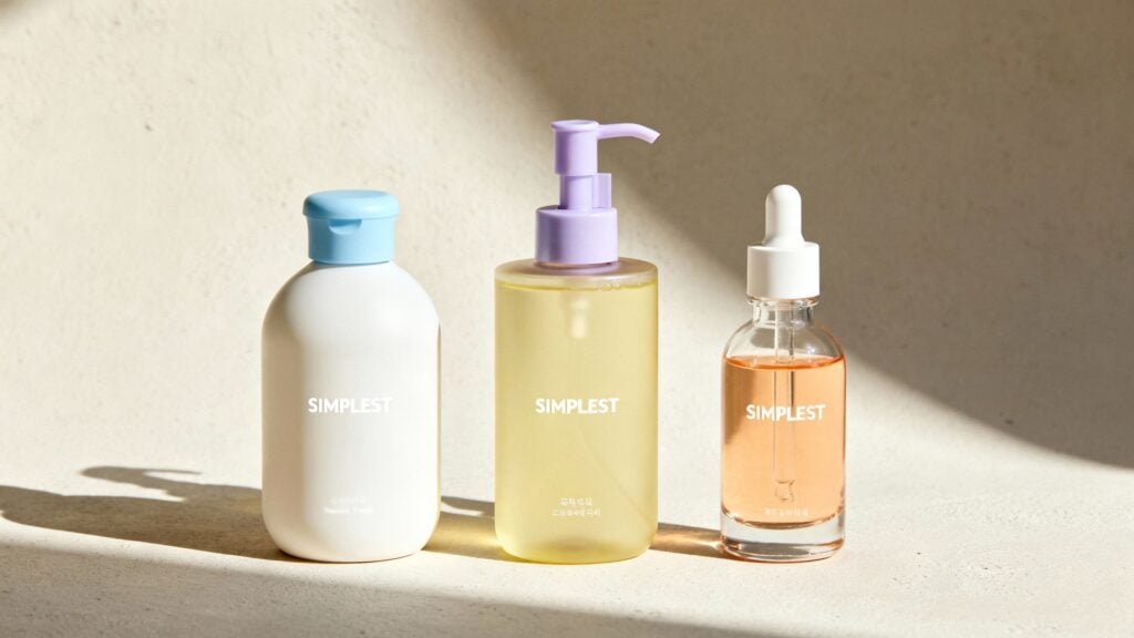 Photo of a set of Korean skincare with soft-colored packaging generated with ImageGen styles
