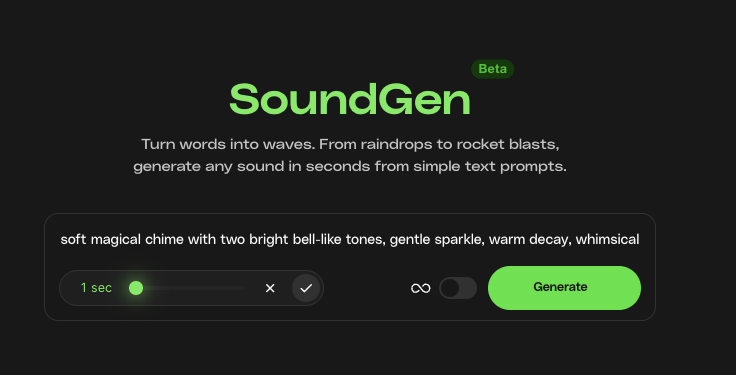 UI sound design with SoundGen
