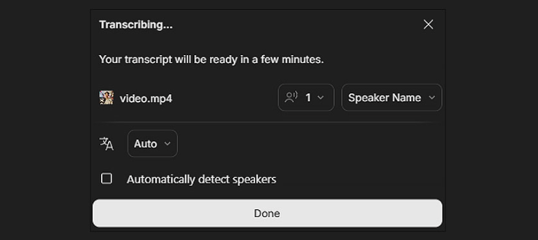 Transcribing each clip in Descript