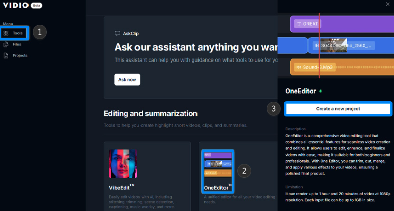 Log in to Vidio.ai