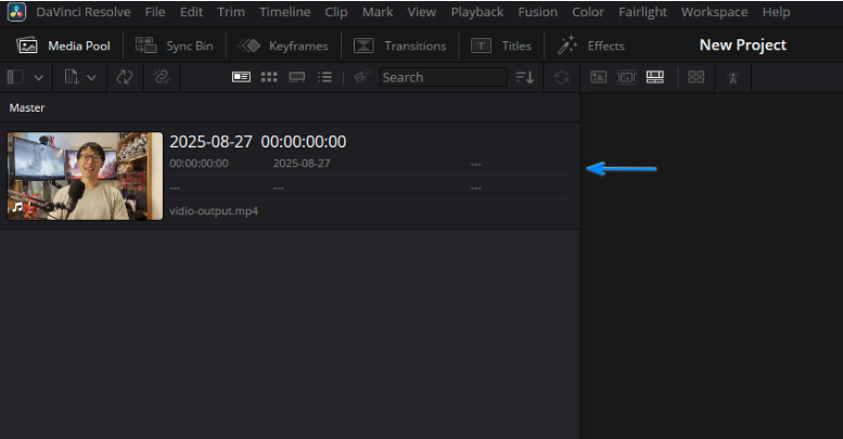 Importing video in DaVinci Resolve