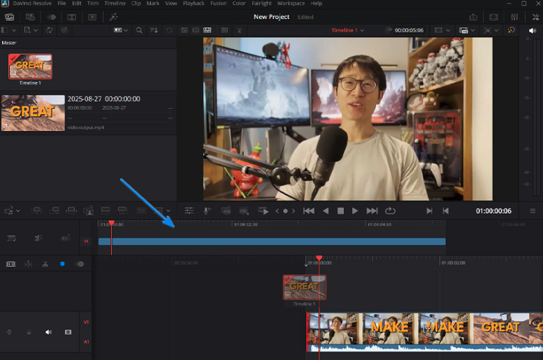 Adding video in DaVinci Resolve