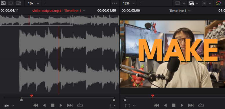 Checking audio in DaVinci Resolve