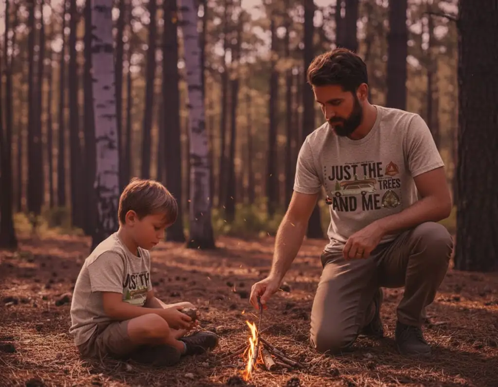 T-shirt scene at dusk