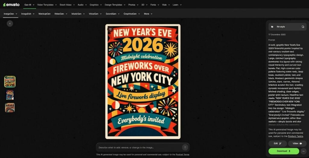 ImageGen UI showing an image created with GPT Image 1.5